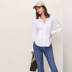 NWT Reformation White Becker Shirt